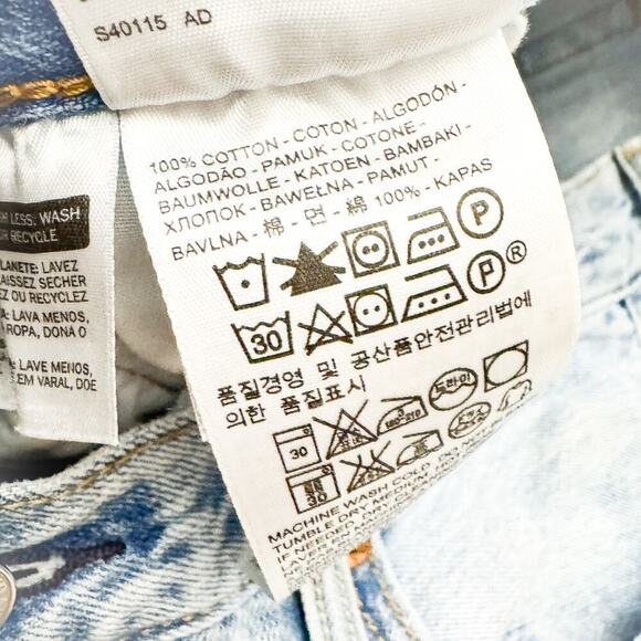 Levi's 501 Short Light Wash Button Fly Denim Jeans Ripped Size 29 x 30 - Picture 6 of 8